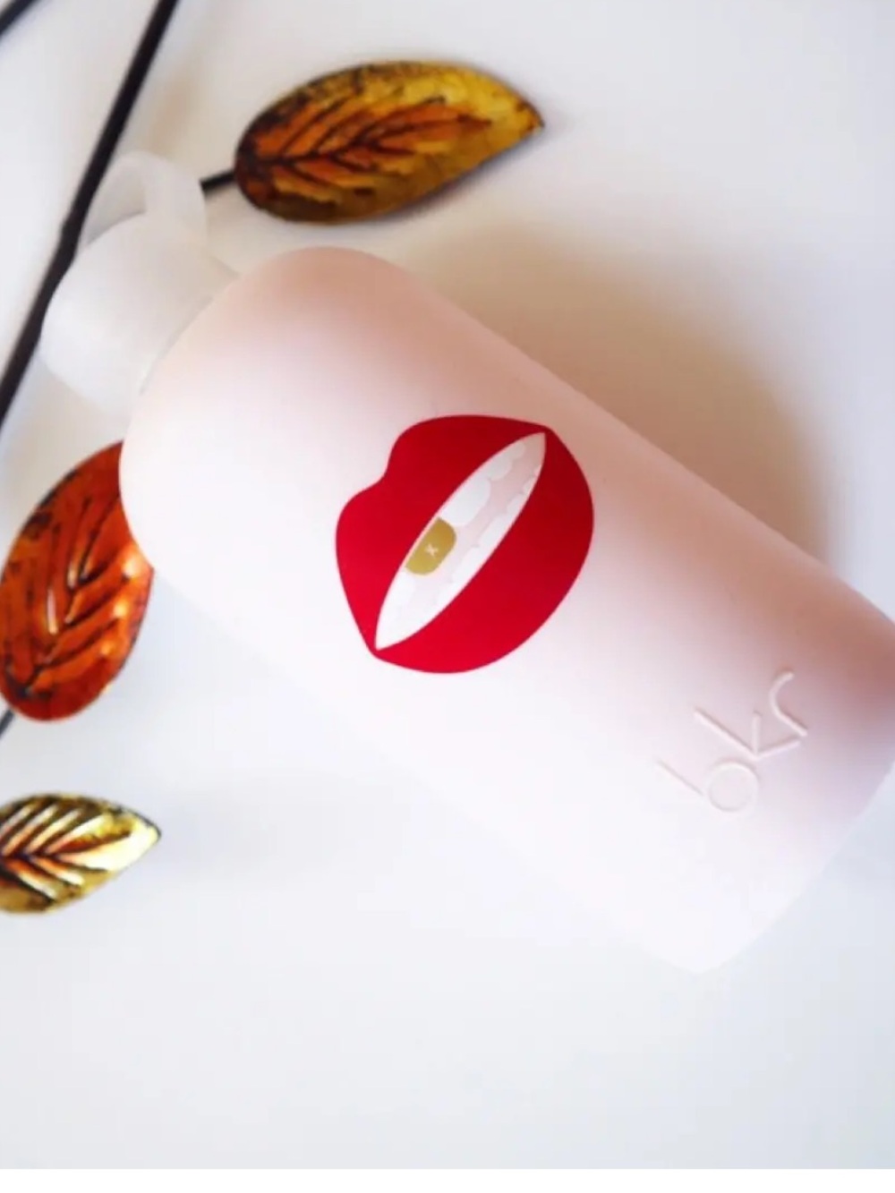 bkr Lip Little Limited Edition In Tutu Glass & Silicone Sleeve Water Bottle